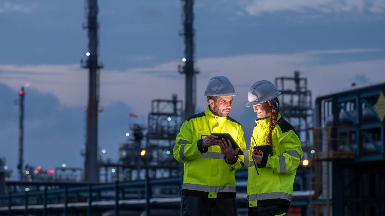 Two petroleum engineers team